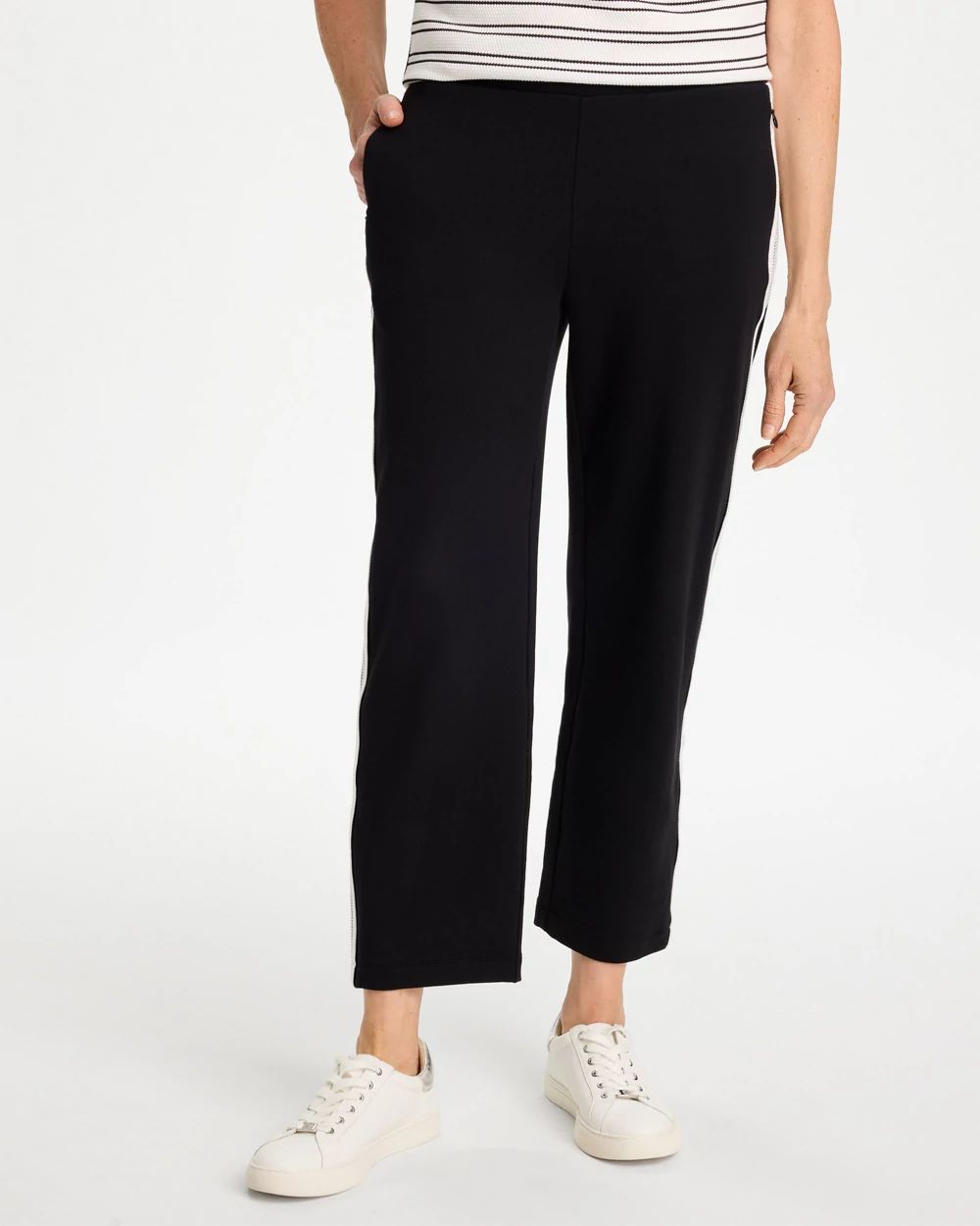 りー Zenergy® French Terry Striped Crops | Chico's